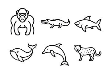 illustration set of animals icons