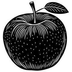 apple black silhouette vector, Simple silhouette Design vector icon with white background. Fruit silhouette vector