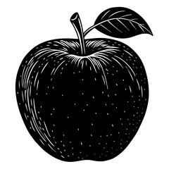 apple black silhouette vector, Simple silhouette Design vector icon with white background. Fruit silhouette vector