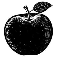 apple black silhouette vector, Simple silhouette Design vector icon with white background. Fruit silhouette vector