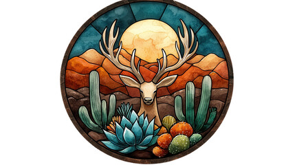 Majestic Desert Deer at Sunset in Mystic Landscape