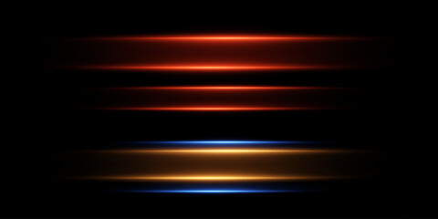 Collection of laser lines, neon light rays effect. On a black background.