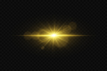 Shining star effect. An explosion of light and flash. On a transparent background.