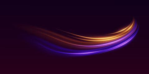 Glowing vortex of a curve, light trail of a line. Neon swirl and speed effect.