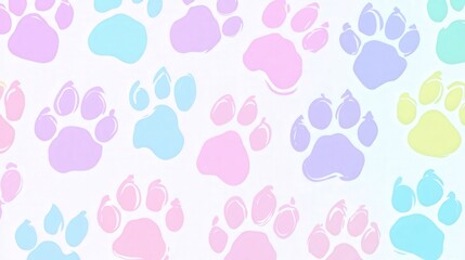 Fototapeta premium Pastel paw prints background, ideal for pet products
