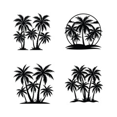 Naklejka premium set of palm trees silhouette vector