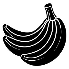 banana black silhouette vector, Simple silhouette Design vector icon with white background. Fruit silhouette vector