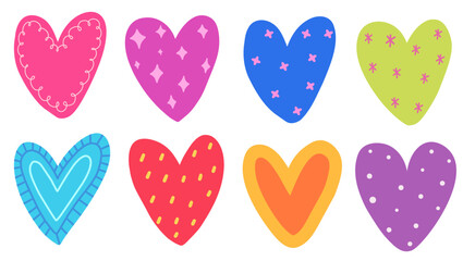set of colorful hearts vector