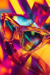Trendy Neon Sunglasses with Vibrant Light Reflections