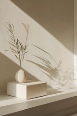 Minimalist Interior with Elegant Vase and Soft Shadows