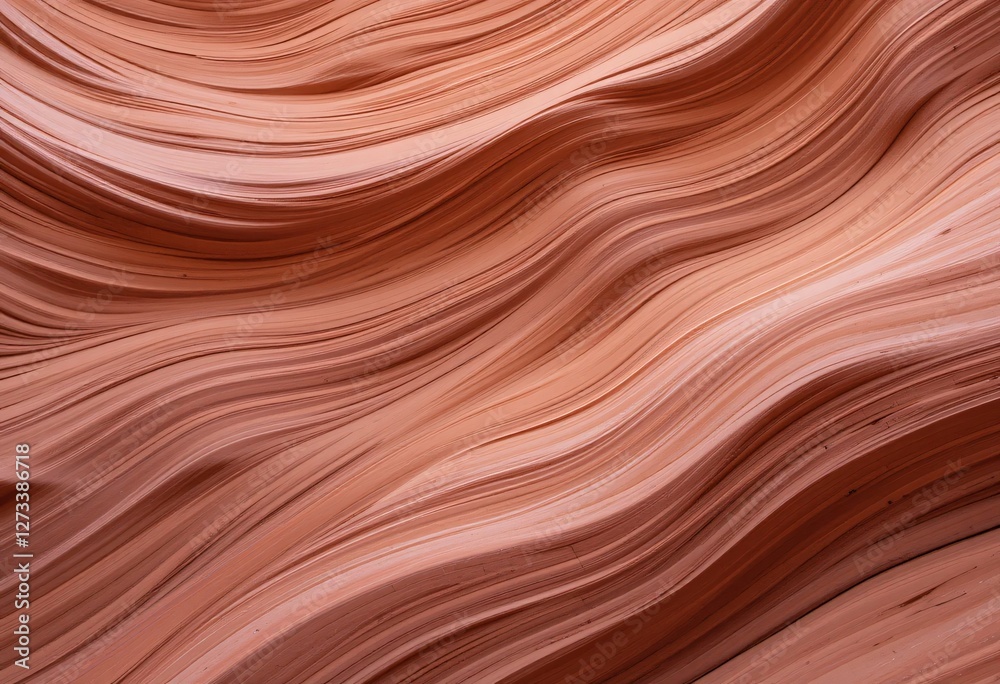 Poster Warm Abstract Waves...Peach and Orange Texture. Smooth Undulating Layers Create Depth...Flowing Lines. Serene Organic Feel. Captivating Beauty. Earthy Tones. Mesmerizing Curves. Calming Visual.