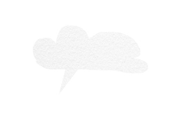 White speech bubble with pointed tail on transparent background.