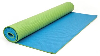 Rolled Yoga Mat, Blue and Green Exercise Mat