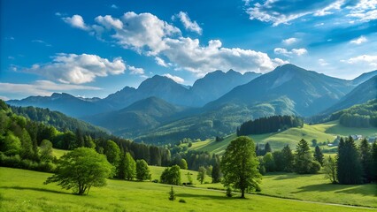 Fototapeta premium Mountainous Landscape with Green Valley