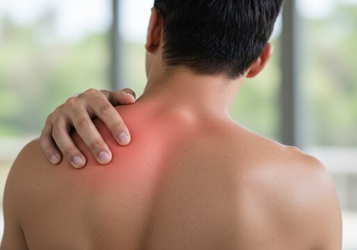 muscular man shoulder backpain injury - Powered by Adobe