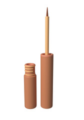 3d eyeliner pen in brown case. Eyeliner for makeup. Decorative cosmetic product. 3d rendering