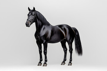 Naklejka premium A black horse isolated on white background 