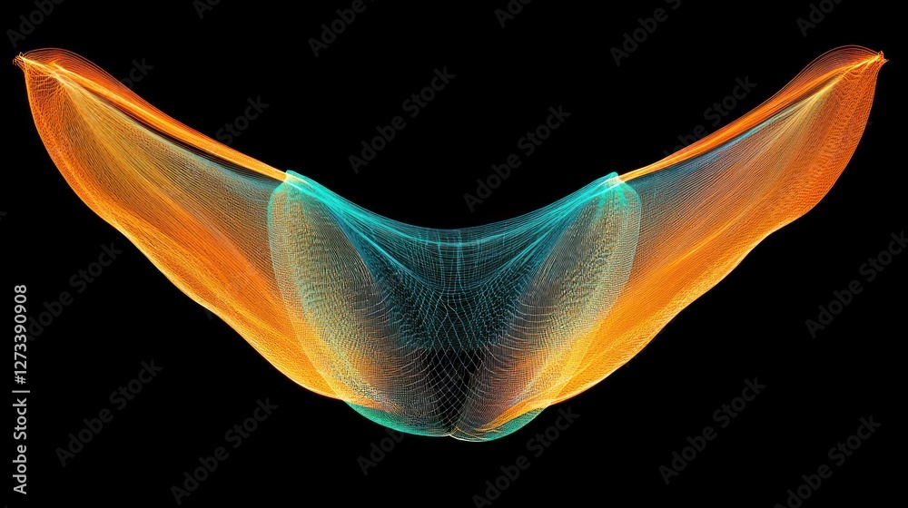Poster abstract orange and teal flowing mesh design