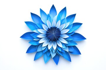 Fototapeta premium A vibrant, intricate paper flower design in shades of blue.