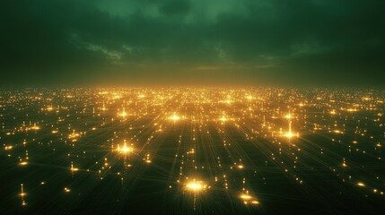Naklejka premium A digital network of glowing lines highlighting internet inequality 
