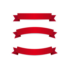 Red ribbon banner set. Ribbons collection vector illustration design elements.