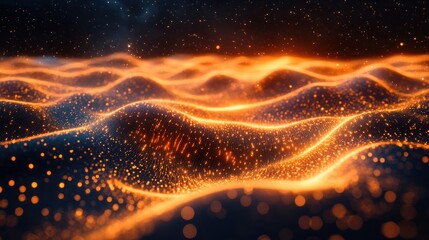 Fototapeta premium Glowing waves, cosmic background, abstract art, digital wallpaper