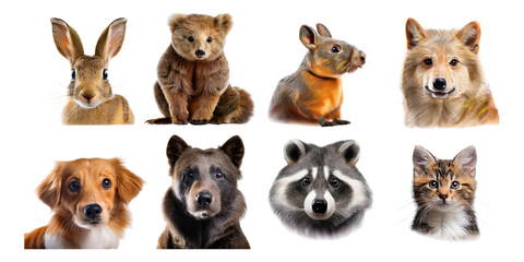 Cute Animals on Transparent Backgrounds