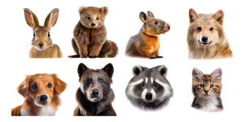 Cute Animals on Transparent Backgrounds