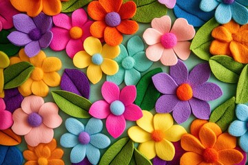 Vibrant Felt Flower Pattern Background