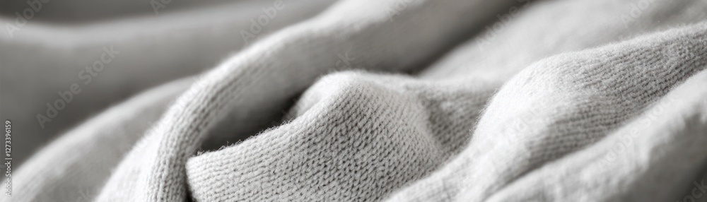 Poster close up image displays soft and rippled gray textured fabric