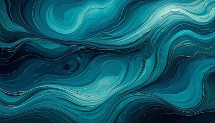 Serene Flow of Blue and Teal with Soft Glowing Highlights