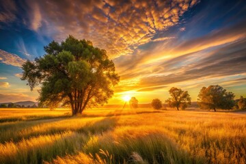 Fototapeta premium Capture breathtaking long-exposure sunset landscapes during golden hour.