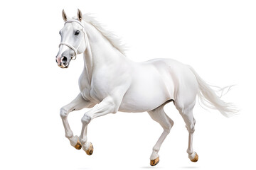 Fototapeta premium White horse galloping isolated on white background