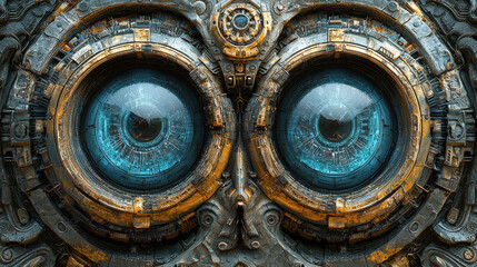 Cybernetic being trapped in a time distortion, merging ancient warrior and futuristic machine in a breathtaking sci-fi world