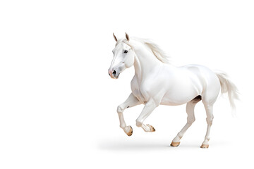 Fototapeta premium White horse galloping isolated on white background