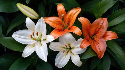 Colorful Lilies in Bloom Displaying Vibrant Floral Beauty