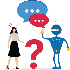 Businesswoman using AI to answer a question