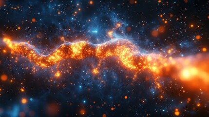 Obraz premium Abstract cosmic nebula, fiery strands in deep space
