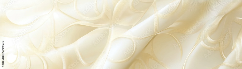 Poster Elegant ivory fabric drapes with a subtle circular pattern overlay