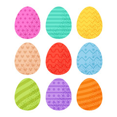 Set of colourful Easter eggs. Happy Easter. Festive Easter decor for cards, banners, backgrounds, prints or posters.
