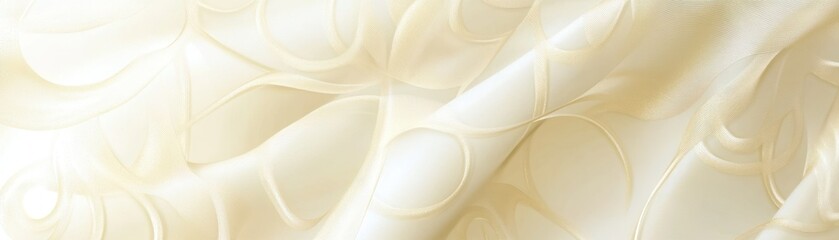 Elegant ivory fabric drapes with a subtle circular pattern overlay