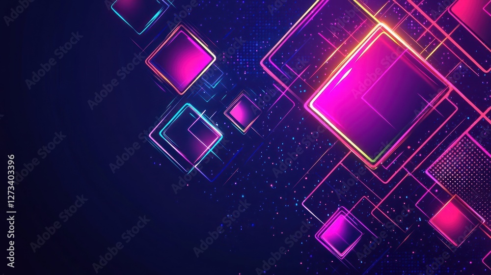 Poster abstract neon geometric shapes design background