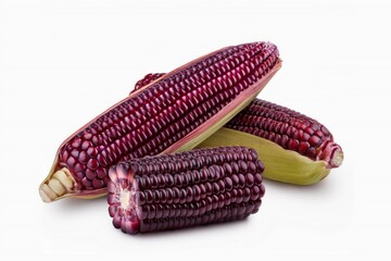 Purple corn isolated on white background with clapping path full of depth of field 