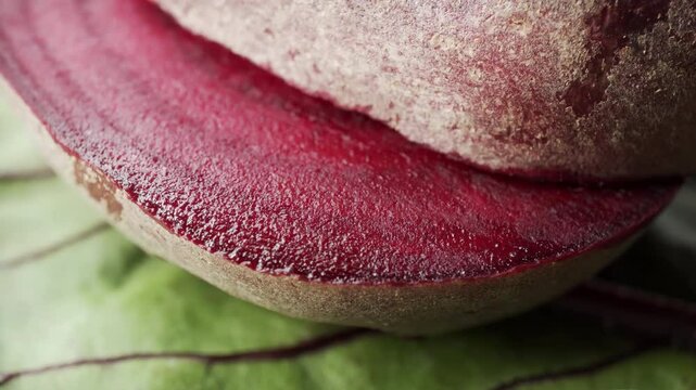 Raw beetroot vegetable super close up stock footage