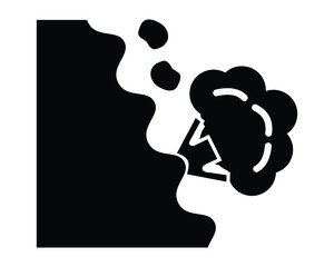 Landslide icon. Landslide vector icon isolated on white background. Landslide silhouette symbol website logo design. Flat landslide alert notification. Vector illustration. 