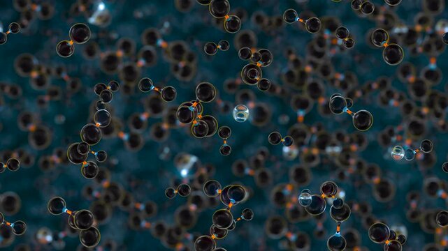 Molecule Hydrogen oxygen nitrogen science loop tile swirl tech background. This footage is loopable and tileable and can create an infinite seamless background texture.