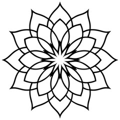 Floral Mandala Line Art Illustration