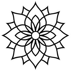 Floral Mandala Line Art Illustration