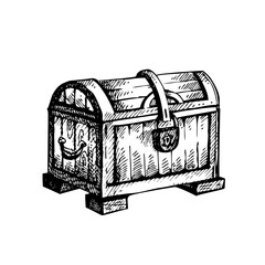 Sketch vintage pirate illustration. Hand drawn treasure chest