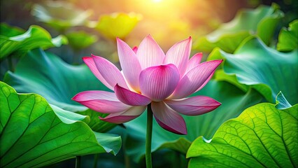 Obraz premium High-resolution lotus flower image, deep depth of field, beautiful leaf background.